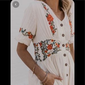 ISO roolee embroidered midi dress